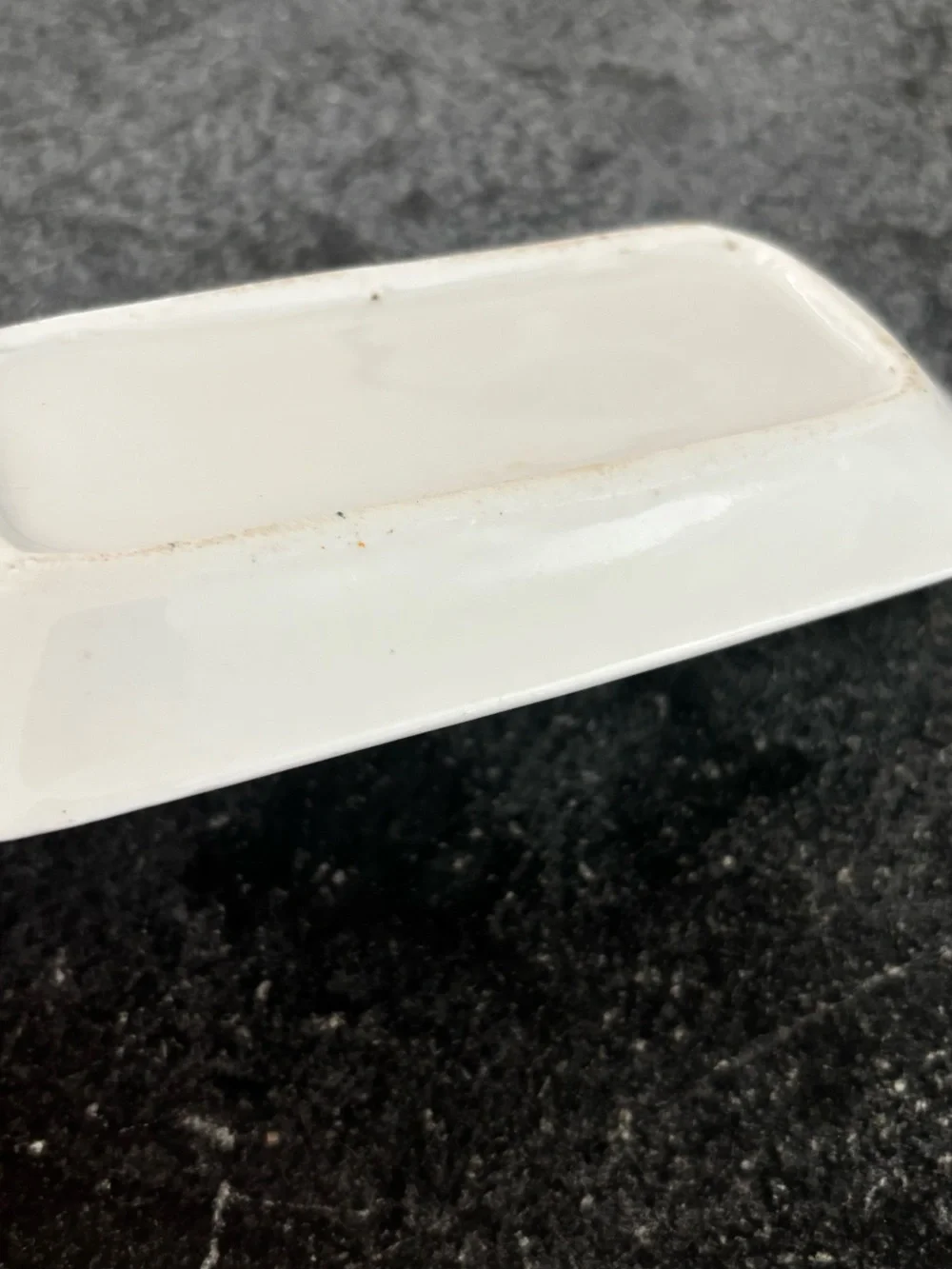 Porcelain Handpainted Floral Soap Dish - White, pink, green, with gold Trim